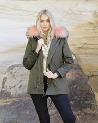 Parka Jacket Green Pink - UGG Outlet Store