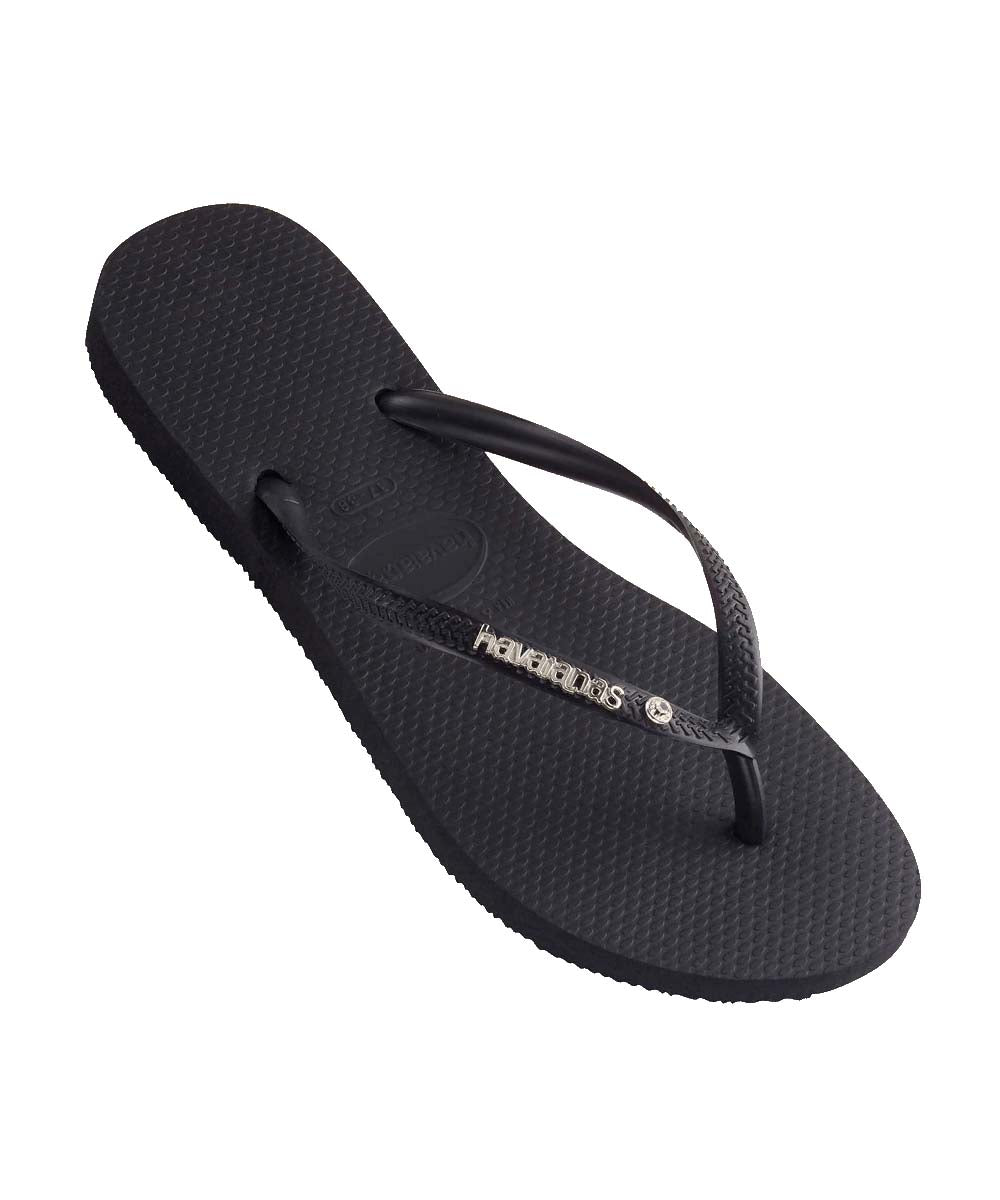 Havaianas Women's Slim Metal Logo Crystal Thongs - UGG Outlet Store