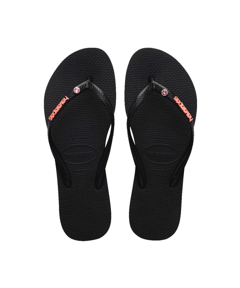 Havaianas Women's Slim Metal Logo Crystal Thongs - UGG Outlet Store