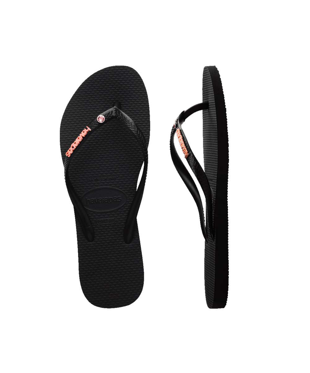 Havaianas Women's Slim Metal Logo Crystal Thongs - UGG Outlet Store