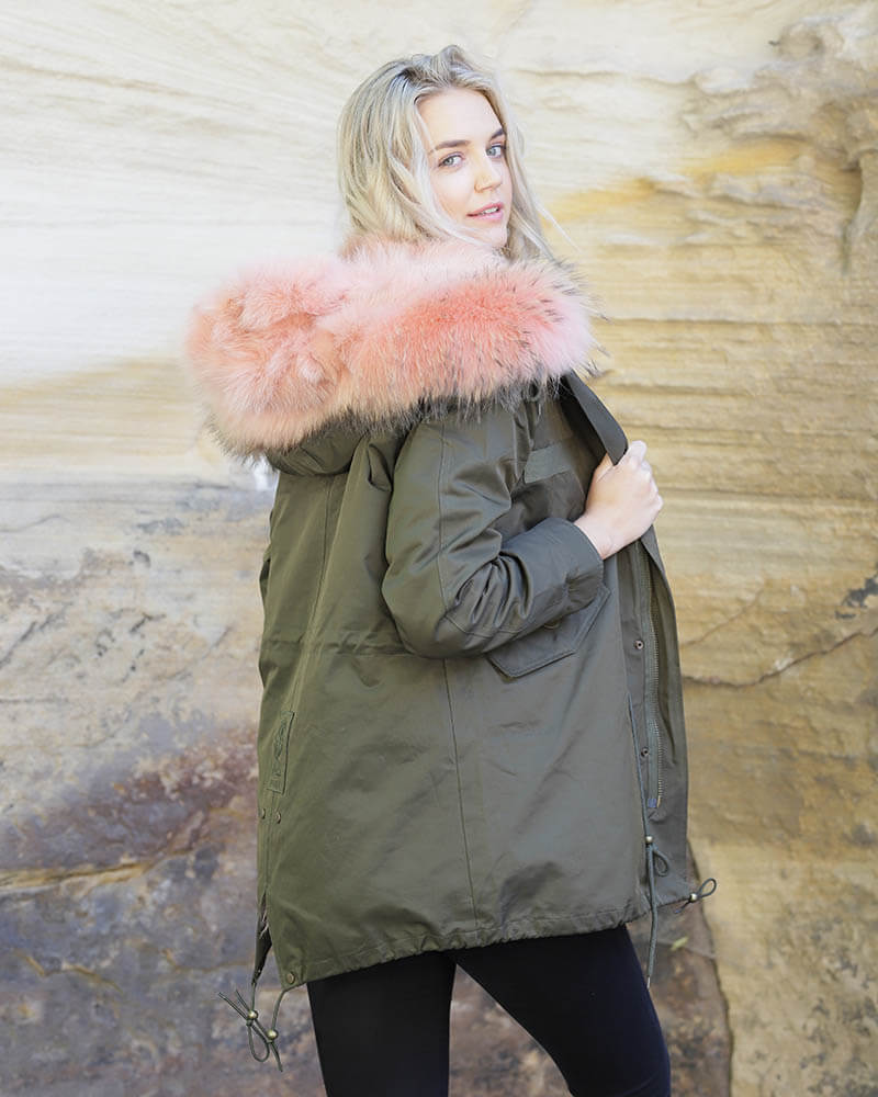 Parka Jacket Green Pink - UGG Outlet Store